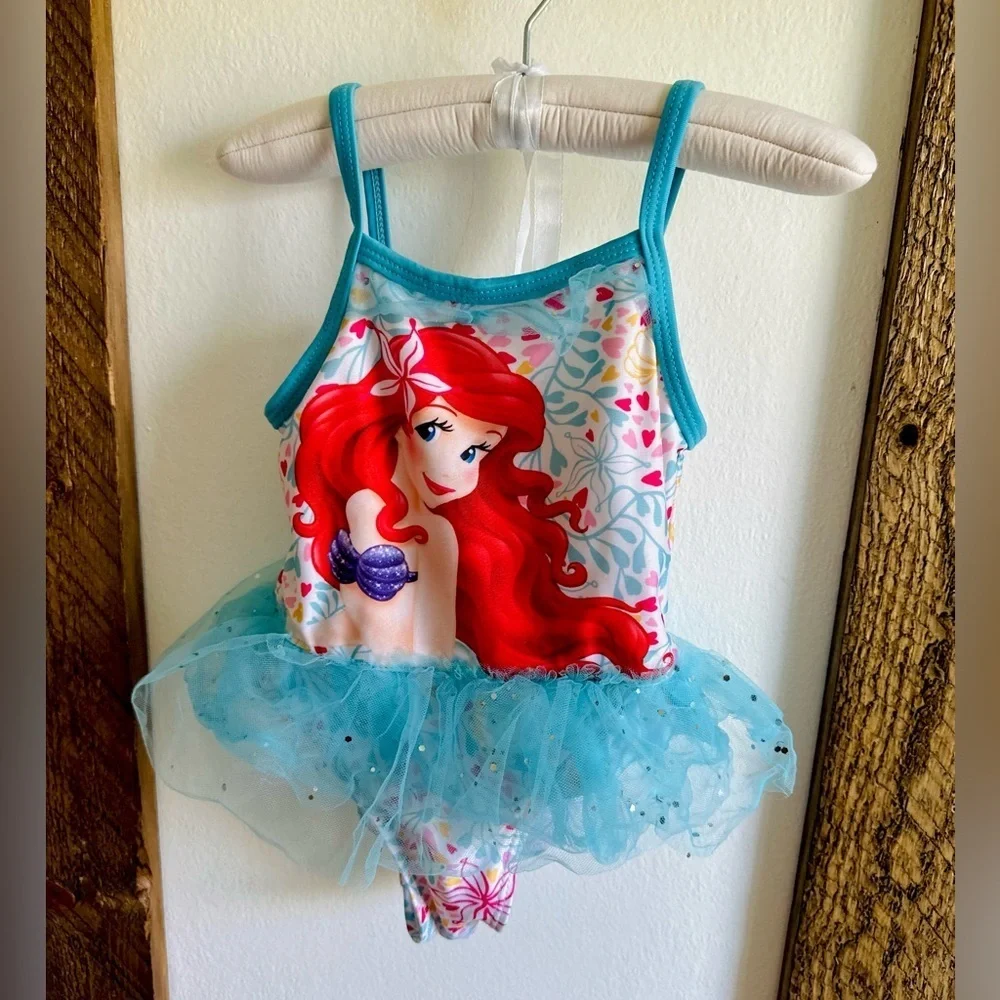 Disney Ariel Little Mermaid Swimsuit TuTu Toddler Girl Size 2T One-Piece Swim